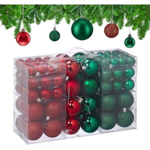 Relaxdays Christmas Baubles, Set of 100, Tree Ornaments, ∅ 3, 4 & 6 cm, Decorations, Glittery, Matte & Shiny, Red/Green Relaxdays Christmas Baubles, Set of 100, Tree Ornaments, ∅ 3, 4 & 6 cm, Decorations, Glittery, Matte & Shiny, Red/Green