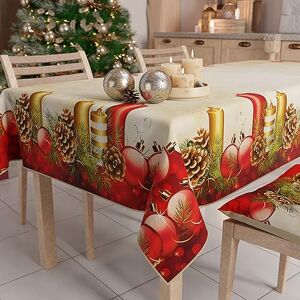 PETTI Artigiani Italiani Christmas Tablecloth Stain Resistant Rectangular Christmas Table Cover Kitchen Candle Design X12 Places (140x240cm) 100% Made in Italy PETTI Artigiani Italiani Christmas Tablecloth Stain Resistant Rectangular Christmas Table Cover Kitchen Candle Design X12 Places (140x240cm) 100% Made in Italy