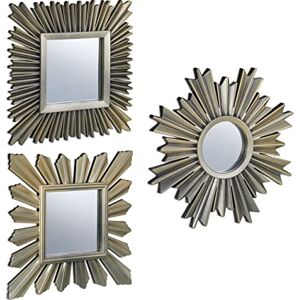 Relaxdays Set of 3 Mirrors, Sun Shape, 3 Designs, Living Room & Hallway, Decorative, Plastic Frame, Gold, 25 cm Relaxdays Set of 3 Mirrors, Sun Shape, 3 Designs, Living Room & Hallway, Decorative, Plastic Frame, Gold, 25 cm