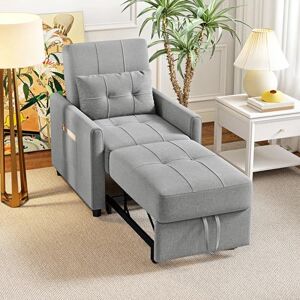 HOMCOM Compact Single Chair Bed, Pull Out Bed, Convertible Sleeper Chair with Adjustable Backrest, Pillow, Side Pockets for Home Office, Bedroom, Living Room, Light Grey HOMCOM Compact Single Chair Bed, Pull Out Bed, Convertible Sleeper Chair with Adjustable Backrest, Pillow, Side Pockets for Home Office, Bedroom, Living Room, Light Grey