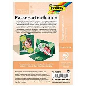 Folia Card Set, Passepartouts with Oval Cut-out, 5 Cards, Sheets, Envelopes, Big Kid, Adult, Fir Green, 10.5 x 15 cm Folia Card Set, Passepartouts with Oval Cut-out, 5 Cards, Sheets, Envelopes, Big Kid, Adult, Fir Green, 10.5 x 15 cm