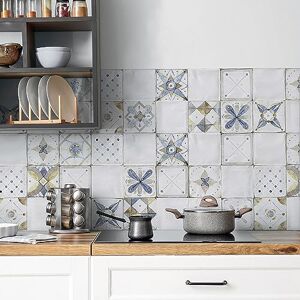 CREARREDA Kitchen Sign, Splashproof, Easy to Apply, Provence Tile Design, 260 x 60 cm, 100% Made in Italy, PVC, Fireproof and Water Resistant, Sink CREARREDA Kitchen Sign, Splashproof, Easy to Apply, Provence Tile Design, 260 x 60 cm, 100% Made in Italy, PVC, Fireproof and Water Resistant, Sink
