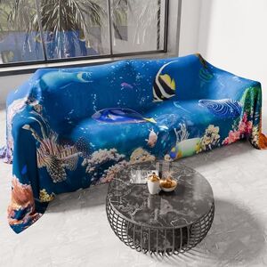 PETTI Artigiani Italiani Microfibre Sofa Cover 260 x 270 cm, Aquarium Design Multipurpose for Sofas, Bedspreads and Table Covers Washable Protective Cover PETTI Artigiani Italiani Microfibre Sofa Cover 260 x 270 cm, Aquarium Design Multipurpose for Sofas, Bedspreads and Table Covers Washable Protective Cover