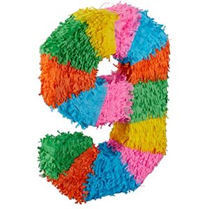 Relaxdays Birthday Piñata, Number 9 Hanging Pinata for Children and Adults, Fillable, Colourful Relaxdays Birthday Piñata, Number 9 Hanging Pinata for Children and Adults, Fillable, Colourful
