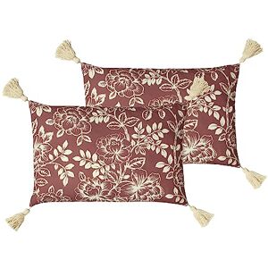 Paoletti Somerton Feather Filled Cushions Twin Pack, Mulberry, 35 x 50cm Paoletti Somerton Feather Filled Cushions Twin Pack, Mulberry, 35 x 50cm