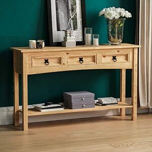 Vida Designs Corona Console Table, 3 Drawers With Shelf, Solid Pine Wood Vida Designs Corona Console Table, 3 Drawers With Shelf, Solid Pine Wood