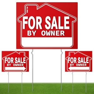 ISIYHCC For Sale By Owner Yard Sign (3 Pack), 18" X 14" Double-Sided Yard Signs with Metal H Stakes,For Sale By Owner Signs for Real Estate, Perfect for Home Owners Real Estate Directional Arrows Signs, House ISIYHCC For Sale By Owner Yard Sign (3 Pack), 18" X 14" Double-Sided Yard Signs with Metal H Stakes,For Sale By Owner Signs for Real Estate, Perfect for Home Owners Real Estate Directional Arrows Signs, House