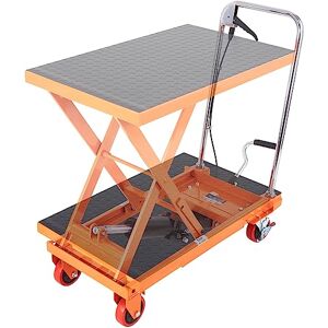 VEVOR Hydraulic Lift Table Cart, 500lbs Capacity 28.5" Lifting Height, Manual Single Scissor Lift Table with 4 Wheels and Non-slip Pad, Hydraulic Scissor Cart for Material Handling, Orange VEVOR Hydraulic Lift Table Cart, 500lbs Capacity 28.5" Lifting Height, Manual Single Scissor Lift Table with 4 Wheels and Non-slip Pad, Hydraulic Scissor Cart for Material Handling, Orange