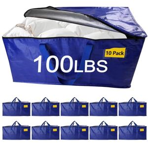 Demiwise 10 Pack Heavy Duty Moving Bags with Strong Zippers and Reinforced Handles, Extra Large Storage Totes for Packing & Moving Storing, Alternative to Moving Boxes for Space Saving-95L,Blue Demiwise 10 Pack Heavy Duty Moving Bags with Strong Zippers and Reinforced Handles, Extra Large Storage Totes for Packing & Moving Storing, Alternative to Moving Boxes for Space Saving-95L,Blue