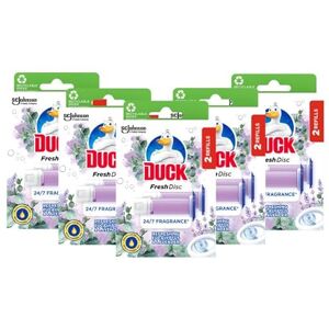 DUCK Fresh Discs Toilet Cleaner Refill Twin Pack, Fights Stains That Harbour Germs, Prevents Limescale Build Up, Eucalyptus & Lavender, Pack of 5 (Total of 10 Refill Tubes) DUCK Fresh Discs Toilet Cleaner Refill Twin Pack, Fights Stains That Harbour Germs, Prevents Limescale Build Up, Eucalyptus & Lavender, Pack of 5 (Total of 10 Refill Tubes)