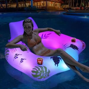 Zimoya Inflatable Pool Floats Chair With Color Changing Light, Solar Powered Water Floats For Adults With 2 Cup Holders & 2 Armrests, Water Float Hammock, Beach Float Pool Sofa 47x47 Inch Zimoya Inflatable Pool Floats Chair With Color Changing Light, Solar Powered Water Floats For Adults With 2 Cup Holders & 2 Armrests, Water Float Hammock, Beach Float Pool Sofa 47x47 Inch