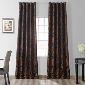 HPD Half Price Drapes Designer Damask Curtains for Room Decoration 120 Inches Long Faux Silk Room Darkening Curtains (1 Panel), 50W x 120L, Black & Cognac HPD Half Price Drapes Designer Damask Curtains for Room Decoration 120 Inches Long Faux Silk Room Darkening Curtains (1 Panel), 50W x 120L, Black & Cognac