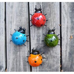 GIFTME 5 Metal Garden Wall Art Decorative Set of 4 Cute Ladybugs Outdoor Wall Sculptures GIFTME 5 Metal Garden Wall Art Decorative Set of 4 Cute Ladybugs Outdoor Wall Sculptures