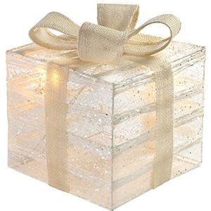 WeRChristmas Pre-Lit Paper String and Gauze Gift Box with 10 Warm LED Lights, 20 cm White WeRChristmas Pre-Lit Paper String and Gauze Gift Box with 10 Warm LED Lights, 20 cm White