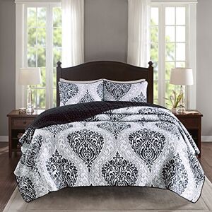 Comfort Spaces Quilt Coverlet Bedspread Ultra Soft Printed Pattern Hypoallergenic Bedding Set, fabric, Coco Black Damask, Twin/Twin XL(66"x90") Comfort Spaces Quilt Coverlet Bedspread Ultra Soft Printed Pattern Hypoallergenic Bedding Set, fabric, Coco Black Damask, Twin/Twin XL(66"x90")
