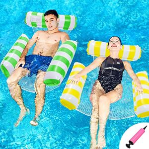 SHENGMEI Large Pool Inflatable Chair 2 Pack, Inflatable Pool Floats for Adults Kids Swimming Pool, Hammock Floating with Bottom Mesh, Inflatable Pool Bed Water Lounge Party (yellow+green), blue red SHENGMEI Large Pool Inflatable Chair 2 Pack, Inflatable Pool Floats for Adults Kids Swimming Pool, Hammock Floating with Bottom Mesh, Inflatable Pool Bed Water Lounge Party (yellow+green), blue red