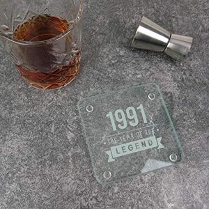 eBuyGB Drinks Mat, Placemat Engraved Square Coaster-1991 Year of The Legend Design-30th Birthday, Men-Thirtieth Gift for Dad, Uncle, Brother, Glass eBuyGB Drinks Mat, Placemat Engraved Square Coaster-1991 Year of The Legend Design-30th Birthday, Men-Thirtieth Gift for Dad, Uncle, Brother, Glass