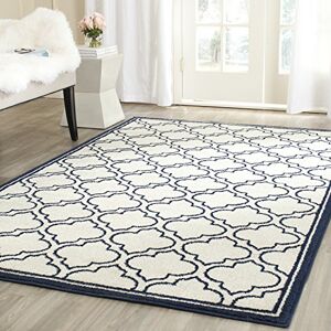 Safavieh Trellis Rug for Indoor & Outdoor Amherst Collection, Short Pile, in Ivory and Navy color, 152 X 244 cm Safavieh Trellis Rug for Indoor & Outdoor Amherst Collection, Short Pile, in Ivory and Navy color, 152 X 244 cm