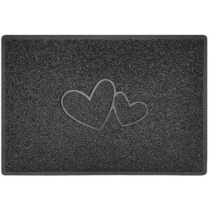 Nicoman Double Heart Embossed Shape Door Mat Dirt Trapper PVC Spaghetti Mat Washable Quick Drying Barrier Doormat-Dark Grey (Drainage Open-Back)-Large (90x60cm) Nicoman Double Heart Embossed Shape Door Mat Dirt Trapper PVC Spaghetti Mat Washable Quick Drying Barrier Doormat-Dark Grey (Drainage Open-Back)-Large (90x60cm)