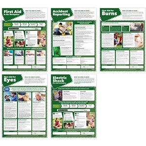 Daydream Education First Aid Posters Set of 5 Health and Safety Posters A2 (420mm x 594mm) Laminated Office and Commercial Health & Safety Wall Charts by Daydream Education First Aid Posters Set of 5 Health and Safety Posters A2 (420mm x 594mm) Laminated Office and Commercial Health & Safety Wall Charts by