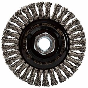 DeWalt Wire Wheel, Stainless, Stringer Bead, 4-Inch x 5/8-Inch, 11 HP.020-Inch (DW49204) DeWalt Wire Wheel, Stainless, Stringer Bead, 4-Inch x 5/8-Inch, 11 HP.020-Inch (DW49204)