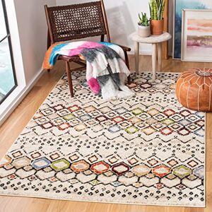 Safavieh Boho Chic Rug for Living Room, Dining Room, Bedroom Amsterdam Collection, Short Pile, in Ivory and Multi, 122 X 183 cm Safavieh Boho Chic Rug for Living Room, Dining Room, Bedroom Amsterdam Collection, Short Pile, in Ivory and Multi, 122 X 183 cm