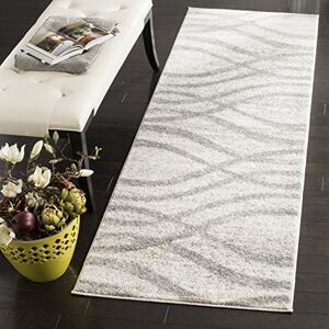 Safavieh Modern Wave Distressed Rug for Living Room, Dining Room, Bedroom Adirondack Collection, Short Pile, in Cream and Grey, 76 X 244 cm Safavieh Modern Wave Distressed Rug for Living Room, Dining Room, Bedroom Adirondack Collection, Short Pile, in Cream and Grey, 76 X 244 cm