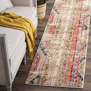 Safavieh Monaco Collection 2'2" x 6' Light Grey/Multi MNC222G Boho Chic Tribal Distressed Non-Shedding Living Room Entryway Foyer Hallway Bedroom Runner Rug Safavieh Monaco Collection 2'2" x 6' Light Grey/Multi MNC222G Boho Chic Tribal Distressed Non-Shedding Living Room Entryway Foyer Hallway Bedroom Runner Rug