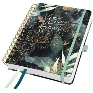 Sigel J6603 Spiral diary Jolie 2026-1 year approx. A5 Glamorous Leaves 2 pages = 1 week hardcover 120 gsm black/green/gold 240 p. FSC-certified Sigel J6603 Spiral diary Jolie 2026-1 year approx. A5 Glamorous Leaves 2 pages = 1 week hardcover 120 gsm black/green/gold 240 p. FSC-certified