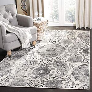 Safavieh Modern Chic Rug for Living Room, Dining Room, Bedroom Madison Collection, Short Pile, in Cream and Silver, 91 X 152 cm Safavieh Modern Chic Rug for Living Room, Dining Room, Bedroom Madison Collection, Short Pile, in Cream and Silver, 91 X 152 cm