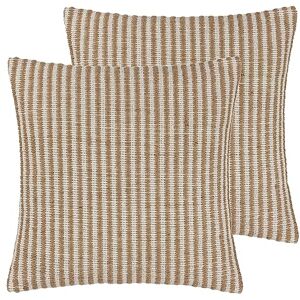 furn. Yard Organik Stripe Feather Filled Cushions Twin Pack, Natural, 45 x 45cm furn. Yard Organik Stripe Feather Filled Cushions Twin Pack, Natural, 45 x 45cm