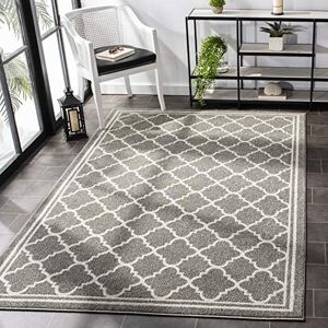 Safavieh Moroccan Trellis Rug for Indoor & Outdoor Amherst Collection, Short Pile, in Dark Grey and Beige color, 122 X 183 cm Safavieh Moroccan Trellis Rug for Indoor & Outdoor Amherst Collection, Short Pile, in Dark Grey and Beige color, 122 X 183 cm