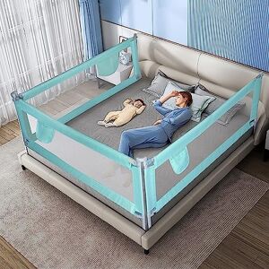 BESTXH Fall Protection Bed Rail, 100 cm Height Baby Bed Rail, Folding Bed Guard for Childrer, Baby Bed Rail for Toddlers, Bed Safety Guard with Airy Net for Many Bed Types,Blue,200cm BESTXH Fall Protection Bed Rail, 100 cm Height Baby Bed Rail, Folding Bed Guard for Childrer, Baby Bed Rail for Toddlers, Bed Safety Guard with Airy Net for Many Bed Types,Blue,200cm