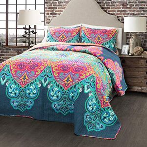 Lush Decor Reversible 3 Piece Quilt Bedding Set, Cotton, Turquoise & Navy, Full/Queen Lush Decor Reversible 3 Piece Quilt Bedding Set, Cotton, Turquoise & Navy, Full/Queen