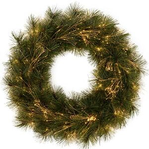 WeRChristmas Pre-Lit Pine Needle Wreath with Warm White Fibre Optic Lights, 60 cm White WeRChristmas Pre-Lit Pine Needle Wreath with Warm White Fibre Optic Lights, 60 cm White