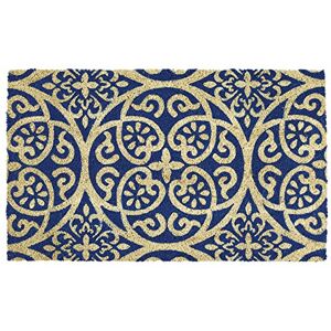 DII Geometric Mat, 100% Natural Coir, Blue Tunisia Scroll, 1'5" x 2'5" (Rectangular) DII Geometric Mat, 100% Natural Coir, Blue Tunisia Scroll, 1'5" x 2'5" (Rectangular)