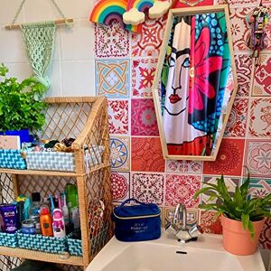 WALPLUS 72pcs 15x15cm Moroccan Mandala Red Tile Stickers Self Adhesive Waterproof Vinyl Transfers for Kitchen Bathroom Wall Splashback Decoration WALPLUS 72pcs 15x15cm Moroccan Mandala Red Tile Stickers Self Adhesive Waterproof Vinyl Transfers for Kitchen Bathroom Wall Splashback Decoration