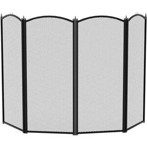 Home Discount Fire Vida Fire Screen 4 Panel, Black Home Discount Fire Vida Fire Screen 4 Panel, Black