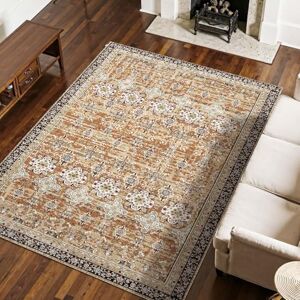 VEVOR Area Rug, 7.5 x 9.5 ft Large Washable Rug, Non-Slip and Tear-Resistant Soft Carpet, Pet & Child Friendly Vintage Area Rugs, Indoor Mat for Bedroom, Living Room, Office, Entryway, Brown Green VEVOR Area Rug, 7.5 x 9.5 ft Large Washable Rug, Non-Slip and Tear-Resistant Soft Carpet, Pet & Child Friendly Vintage Area Rugs, Indoor Mat for Bedroom, Living Room, Office, Entryway, Brown Green