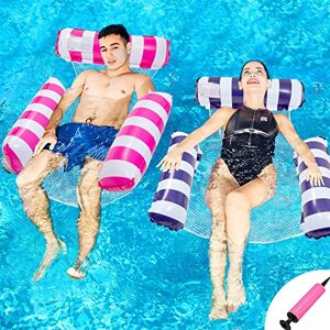 SHENGMEI Large Pool Inflatable Chair 2 Pack, Inflatable Pool Floats for Adults Kids Swimming Pool, Hammock Floating with Bottom Mesh, Inflatable Pool Bed Water Lounge Party Toys (dark blue + red) SHENGMEI Large Pool Inflatable Chair 2 Pack, Inflatable Pool Floats for Adults Kids Swimming Pool, Hammock Floating with Bottom Mesh, Inflatable Pool Bed Water Lounge Party Toys (dark blue + red)