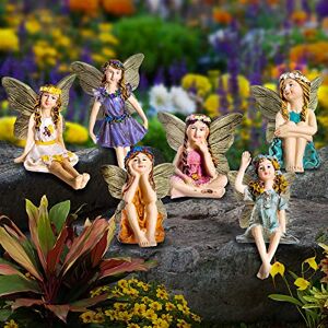 GloBrite 10cm Set of 6 Mini Fairy Garden Ornaments Outdoor Garden Fairy Statues for Lawn, Yard, Flower Beds Hand-Painted Decorative Figurines Durable Waterproof Polyresin Gift for Women & Kids GloBrite 10cm Set of 6 Mini Fairy Garden Ornaments Outdoor Garden Fairy Statues for Lawn, Yard, Flower Beds Hand-Painted Decorative Figurines Durable Waterproof Polyresin Gift for Women & Kids