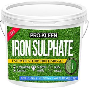 Pro-Kleen 2.5 KG PREMIUM Iron Sulphate (Makes up to 2500L When Diluted & Covers up to 2500m2) Iron Lawn Conditioner and Turf Hardener. Dry Powder soluble in water, 232861, Packaging May Vary Pro-Kleen 2.5 KG PREMIUM Iron Sulphate (Makes up to 2500L When Diluted & Covers up to 2500m2) Iron Lawn Conditioner and Turf Hardener. Dry Powder soluble in water, 232861, Packaging May Vary