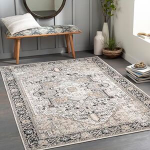 Livabliss Artistic Weavers Kerzaz Machine Washable Rug Vintage Area Rugs Living Room, Large Rug 160x213 cm Traditional Boho Style, Dining Room, Kitchen, Outdoor, Hallway Black Beige, Taupe Livabliss Artistic Weavers Kerzaz Machine Washable Rug Vintage Area Rugs Living Room, Large Rug 160x213 cm Traditional Boho Style, Dining Room, Kitchen, Outdoor, Hallway Black Beige, Taupe