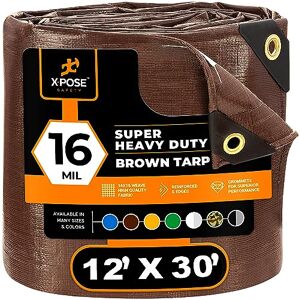 Xpose Safety 12' x 30' Super Heavy Duty 16 Mil Brown Poly Tarp Xpose Safety 12' x 30' Super Heavy Duty 16 Mil Brown Poly Tarp