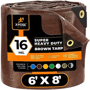 Xpose Safety 6' x 8' Super Heavy Duty 16 Mil Brown Poly Tarp Xpose Safety 6' x 8' Super Heavy Duty 16 Mil Brown Poly Tarp