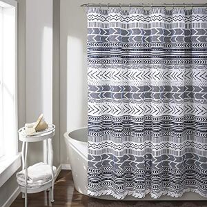 Lush Decor Hygge Geo Shower Curtain, 72" x 72", Navy and White Lush Decor Hygge Geo Shower Curtain, 72" x 72", Navy and White