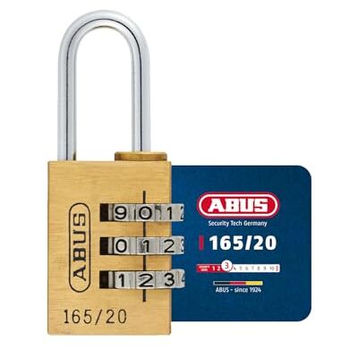 ABUS Combination Padlock 165/20 Brass Padlock with Individually Adjustable Combination Code Suitcase, Locker, Gym, School Lock Security Level 3 ABUS Combination Padlock 165/20 Brass Padlock with Individually Adjustable Combination Code Suitcase, Locker, Gym, School Lock Security Level 3