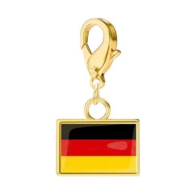 Fsviprx Stainless Steel Flag Charm with Lobster, Gold L Country Pendant Jewelry for Travel Present Accessory Fsviprx Stainless Steel Flag Charm with Lobster, Gold L Country Pendant Jewelry for Travel Present Accessory