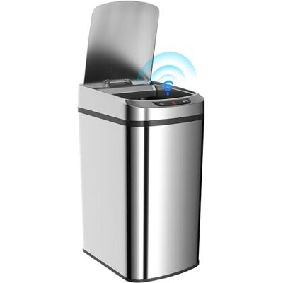HOMCOM 12L Sensor Bin, Stainless Steel Automatic Touchless Motion Sensor Kitchen Bin, Compact, Fingerprint Resistant for Bathroom, Home Office Use and Hygienic Gyms, Silver Tone HOMCOM 12L Sensor Bin, Stainless Steel Automatic Touchless Motion Sensor Kitchen Bin, Compact, Fingerprint Resistant for Bathroom, Home Office Use and Hygienic Gyms, Silver Tone