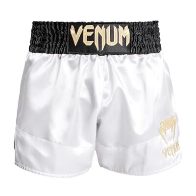 Venum , Classic Muay Thai Shorts, Men's, S, White/Gold/Black Venum , Classic Muay Thai Shorts, Men's, S, White/Gold/Black